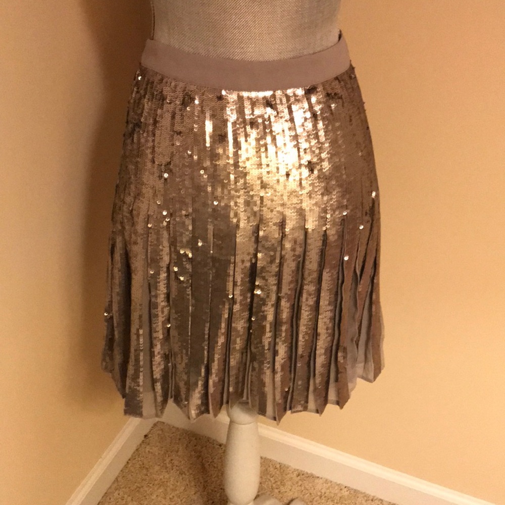 Banana Republic sequined silver skirt 6 NWT